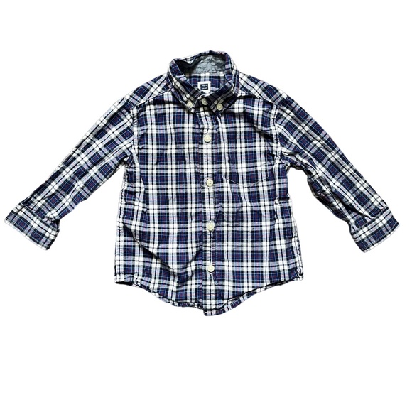 Janie and Jack Blue, White and Red Plaid Button Down Shirt, Size 12-18 Months - Picture 1 of 4